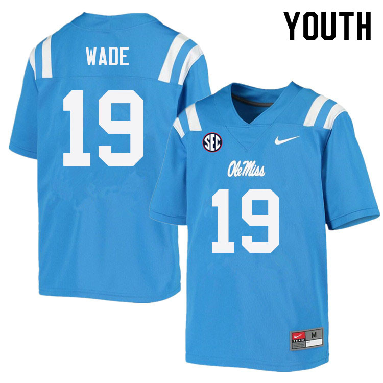 Youth #19 Dayton Wade Ole Miss Rebels College Football Jerseys Sale-Power Blue